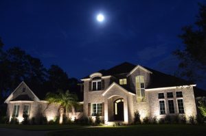 House with lighting and the full moon