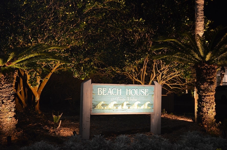 Commercial landscape lighting to illuminate their sign to allow visitors to find it easier